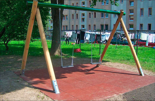 Zweifach-Schaukel mit Stahlrohrquerbalken, Douglasie inkl. Pfostenschuhe